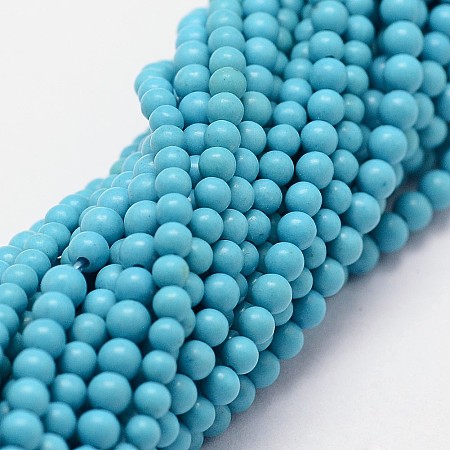 Synthetic Turquoise Beads Strands, Round, 2mm, Hole: 0.5mm; about 190pcs/strand