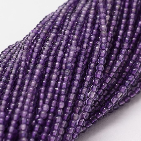 ARRICRAFT Natural Amethyst Beads Strands, Round, 2mm, Hole: 0.5mm; 190pcs/strand, 15.7 inches