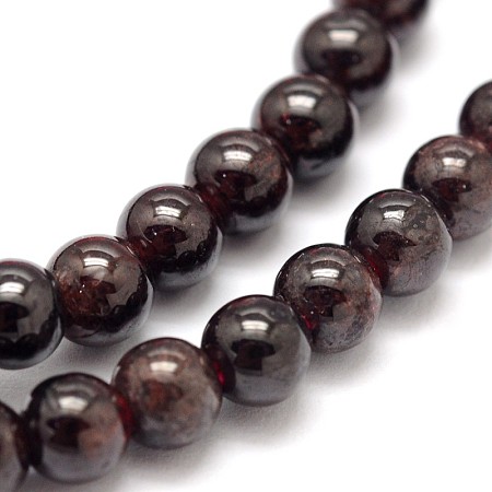Honeyhandy Garnet Round Beads Strands, 6mm, Hole: 1mm, about 62pcs/strand, 15.7 inch