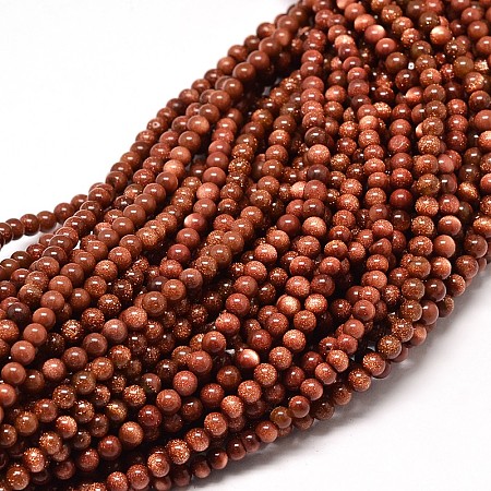Arricraft Synthetic Goldstone Round Bead Strands, 6mm, Hole: 1mm, about 62pcs/strand, 14.5 inch