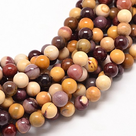 Honeyhandy Natural Mookaite Round Bead Strands, 6mm, Hole: 1mm, about 61pcs/strand, 15 inch