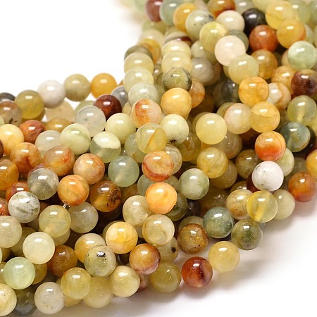 Natural Xiuyan Jade Round Bead Strands, 4mm, Hole: 1mm, about 90pcs/strand, 15.7 inch