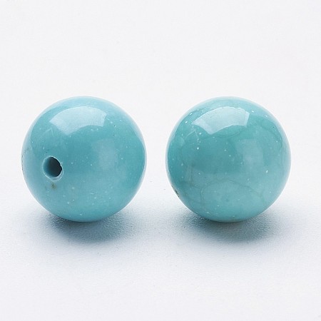 Honeyhandy Natural Howlite Beads, Dyed & Heated, Half Drilled, Round, Turquoise, 8~8.5mm, Hole: 1mm