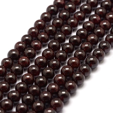 Honeyhandy Natural Garnet Bead Strands, Round, 6.5mm, Hole: 1mm, about 63pcs/strand, 15.3 inch