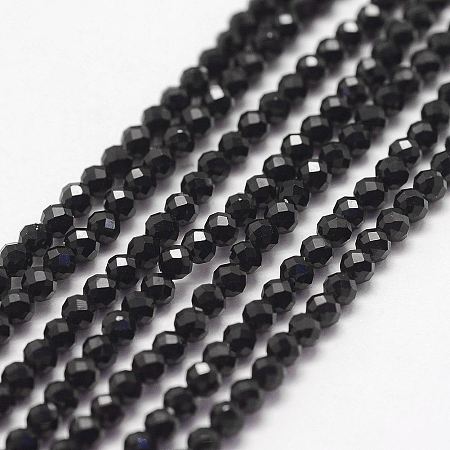 Honeyhandy Natural Spinel Bead Strands, Faceted, Round, 2mm, Hole: 0.5mm, about 183pcs/strand, 15.6 inch