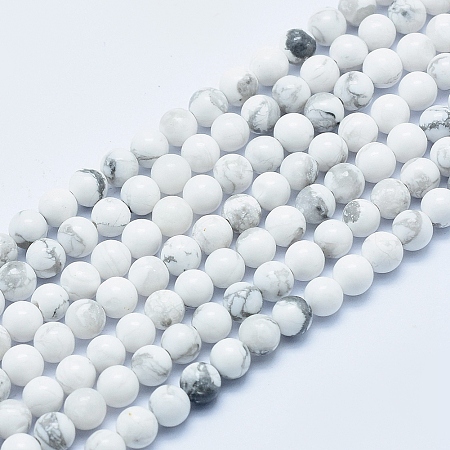 Honeyhandy Natural Howlite Beads Strands, Round, 4mm, Hole: 1mm, about 86pcs/strand, 15 inch(38cm)