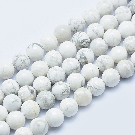 Honeyhandy Natural Howlite Beads Strands, Round, 8mm, Hole: 1mm, about 48pcs/strand, 15.7 inch(40cm)