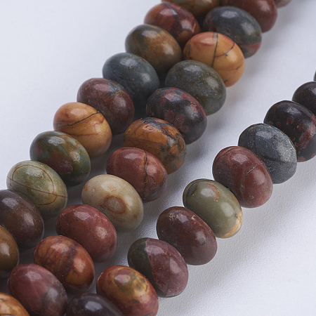 Honeyhandy Natural Picasso Stone/Picasso Jasper Beads Strands, Rondelle, 8x5~5.5mm, Hole: 0.8mm, about 70~74pcs/strand, 14.8  inch~15.3 inch(37.5~39cm)