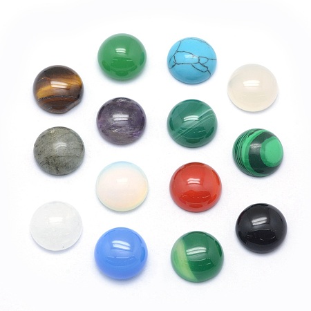 ARRICRAFT Natural & Synthetic Mixed Stone Cabochons, Half Round, 6x3~3.5mm