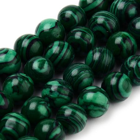 Honeyhandy Synthetic Malachite Bead Strands, Round, 8~8.5mm, Hole: 1mm, about 47pcs/strand, 15.5 inch
