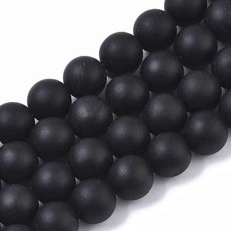 ARRICRAFT Natural Black Stone Bead Strands, Round, Black, 10mm, Hole: 1.2mm, about 38pcs/strand, 15.35 inches