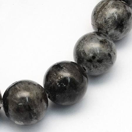 Honeyhandy Natural Larvikite/Black Labradorite Round Beads Strands, 4.5mm, Hole: 1mm, about 96pcs/strand, 15.5 inch