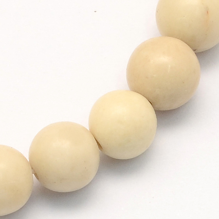 Honeyhandy Natural Fossil Round Beads Strands, 6.5mm, Hole: 1mm, about 63pcs/strand, 15.5 inch