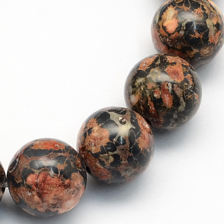 Honeyhandy Natural Leopard Skin Jasper Round Beads Strands, 6.5mm, Hole: 1mm, about 63pcs/strand, 15.5 inch