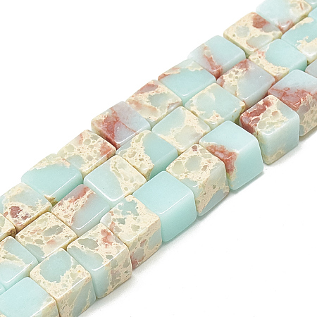 Honeyhandy Synthetic Imperial Jasper Beads Strands, Cube, Pale Turquoise, 6x6x6mm, Hole: 1mm, about 66~67pcs/strand, 15.5~15.7 inch