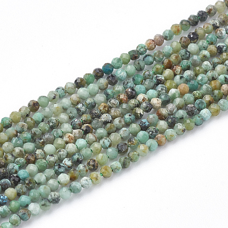 ARRICRAFT Natural African Turquoise(Jasper) Beads Strands, Faceted Round, 3mm, Hole: 0.5mm, about 138pcs/strand, 15.5 inches