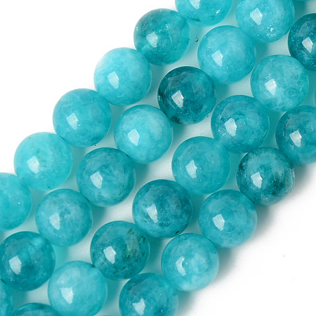 Honeyhandy Natural Quartz Beads Strands, Dyed & Heated, Imitation Amazonite Color, Round, Dark Cyan, 6~6.5mm, Hole: 1mm, about 65pcs/Strand, 15.55 inch(39.5cm)
