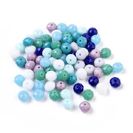 Arricraft Glass Beads, Faceted, Rondelle, Mixed Color, 8x6mm, Hole: 1mm
