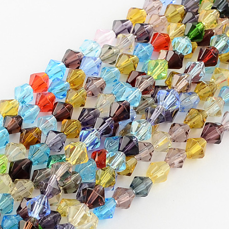 Arricraft Mixed Glass Bicone Beads Strands, Faceted, 4mm, Hole: 1mm, about 83pcs/strand, 13 inches