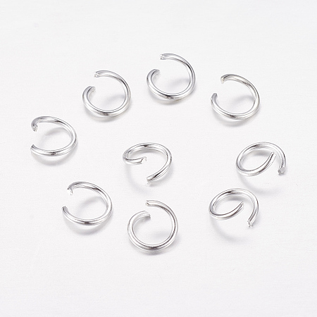 Honeyhandy Iron Jump Rings, Open, Silver Color Plated, Single Ring, 7x0.9mm, Inner Diameter: 5.2mm, about 355pcs/50g