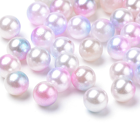 Honeyhandy Acrylic Imitation Pearl Beads, No Hole/Undrilled Beads, Round, Pink, 6mm