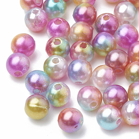 Honeyhandy Acrylic Imitation Pearl Beads, Round, Colorful, 6mm, Hole: 1.5mm