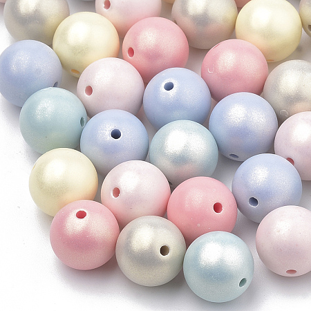 Honeyhandy Spray Painted Style Acrylic Beads, Rubberized, Round, Mixed Color, 8mm, Hole: 1mm