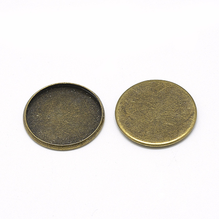 Honeyhandy Iron Plain Edge Bezel Cups, Cabochon Settings, Flat Round, Antique Bronze, Tray: 20mm, 22x2mm