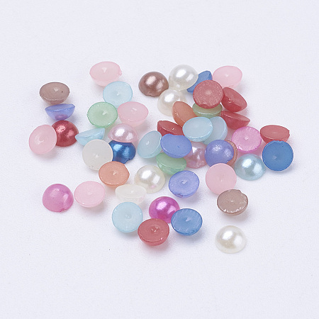 Honeyhandy Half Round Domed Imitated Pearl Acrylic Cabochons, Mixed Color, 4x2mm, about 1000pcs/10g