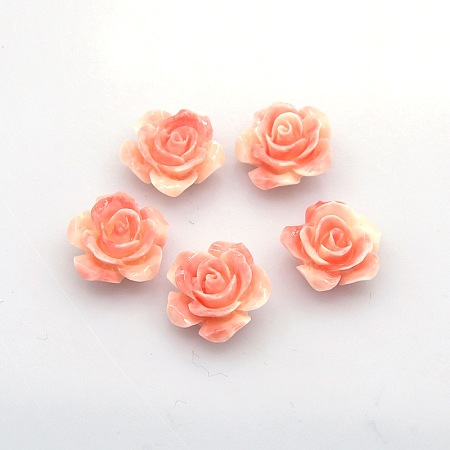 Honeyhandy Rose Flower Resin Beads, Dark Salmon, 14x7mm, Hole: 1mm