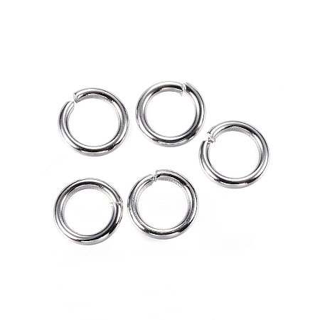 Honeyhandy 304 Stainless Steel Open Jump Rings, Stainless Steel Color, 18 Gauge, 6x1mm, Inner Diameter: 4mm, about 215pcs/20g