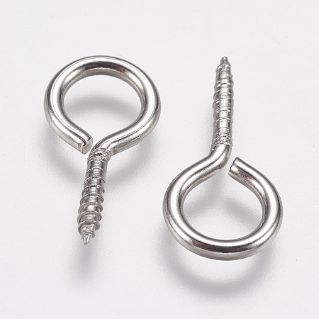 Honeyhandy 304 Stainless Steel Screw Eye Pin Peg Bails, For Half Drilled Beads, Stainless Steel Color, 17x9x2mm, Hole: 5.5mm