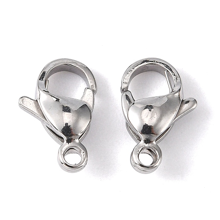 Honeyhandy 316 Surgical Stainless Steel Lobster Claw Clasps, Parrot Trigger Clasps, Stainless Steel Color, 13x8x4mm, Hole: 1.5mm