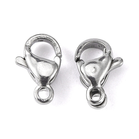 Honeyhandy 316 Stainless Steel Lobster Claw Clasps, Parrot Trigger Clasps, Stainless Steel Color, 9x6x3mm, Hole: 1mm