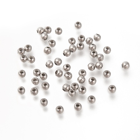 ARRICRAFT Round 316 Surgical Stainless Steel Spacer Beads, Stainless Steel Color, 3mm, Hole: 1mm