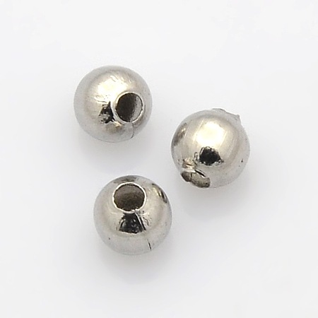 Honeyhandy Round 316 Surgical Stainless Steel Spacer Beads, Stainless Steel Color, 4mm, Hole: 1mm