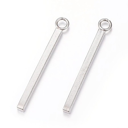 Honeyhandy 304 Stainless Steel Bar Pendants, Rectangle, Stainless Steel Color, 23x1.5x1.5mm, Hole: 2mm