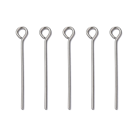 Honeyhandy 304 Stainless Steel Eye Pin, Stainless Steel Color, 25mm, Hole: 2mm, Pin: 0.7mm, about 205pcs/20g