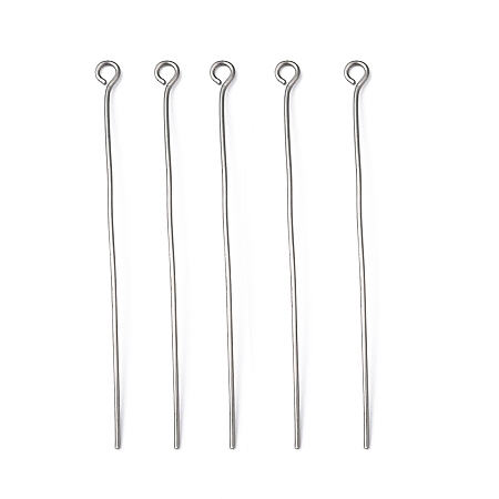 Honeyhandy 304 Stainless Steel Eye Pin, Stainless Steel Color, 50mm, Hole: 2mm, Pin: 0.7mm