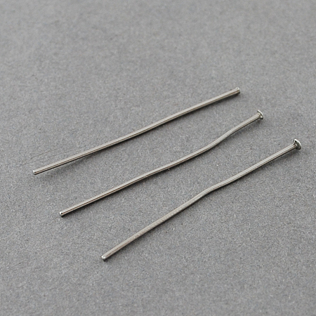 Honeyhandy 304 Stainless Steel Flat Head Pins, Stainless Steel Color, 40x0.7mm, Head: 1.6mm