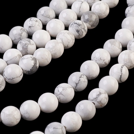 Honeyhandy Natural Howlite Beads Strands, Round, 8mm, Hole: 1mm, about 48pcs/strand, 15.75 inch