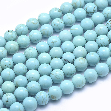 Honeyhandy Natural Howlite Beads Strands, Dyed & Heated, Round, 8mm, Hole: 1mm, about 50pcs/strand, 15.7 inch(40cm)