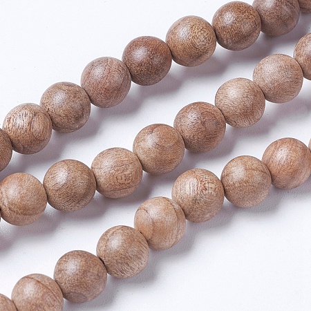 Honeyhandy Natural Wood Beads Strands, Round, BurlyWood, 6mm, Hole: 1mm, about 63pcs/strand, 14.9 inch(38cm)